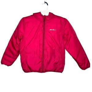 Eddie Bauer Reversible Duck Down Jacket Coat Royal Red/Pink Ombré Girl M/10/12